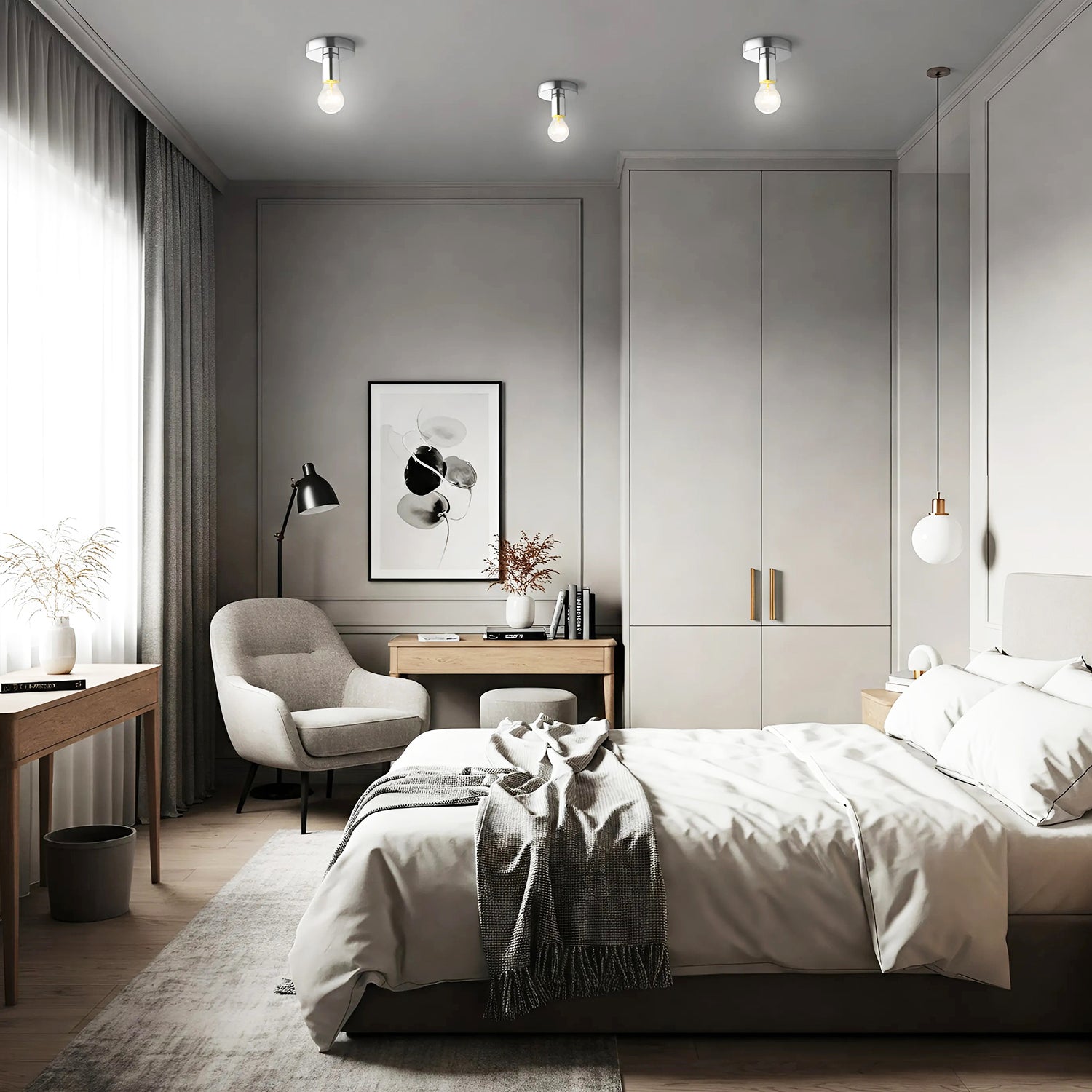 Polished Chrome Ceiling or Wall Light Fitting for Industrial Style Light Bulbs Image 6