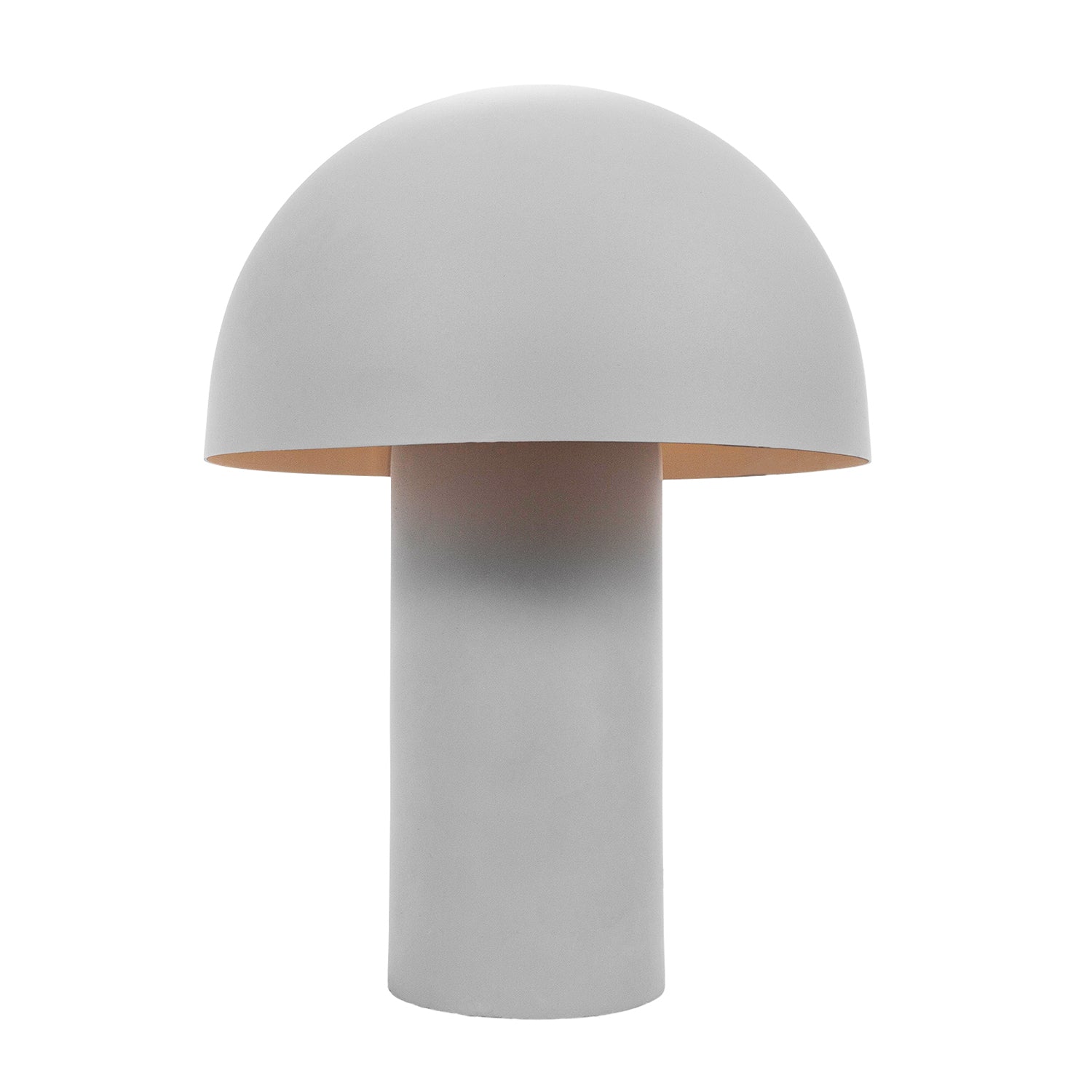 Modern Putty Grey Mushroom Table Lamp with Tilted Shade and Luxury Fabric Cable Image 3