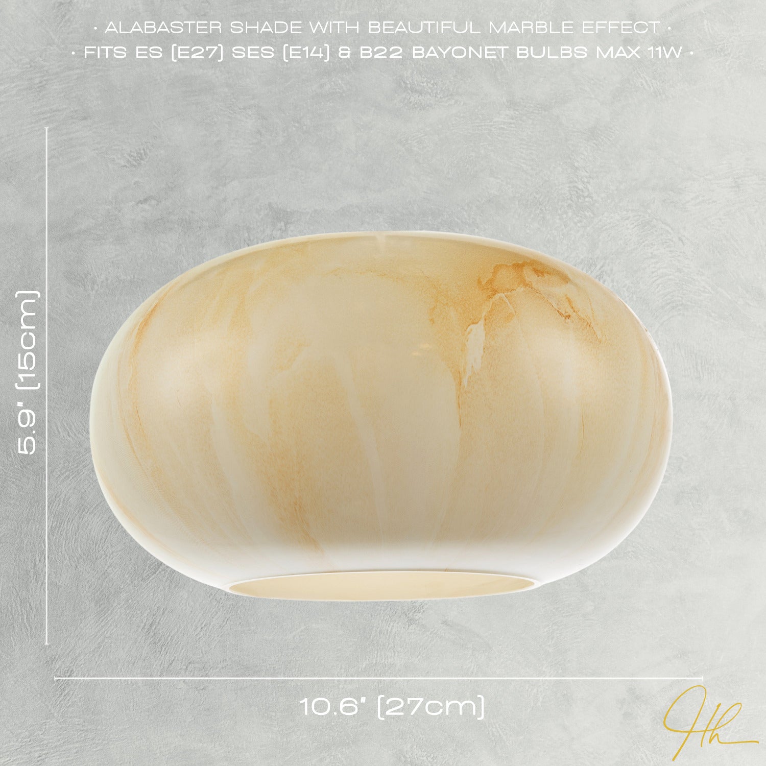 Amber Tinted Alabaster Glass Pendant Shade with Marble Effect Finish Image 6