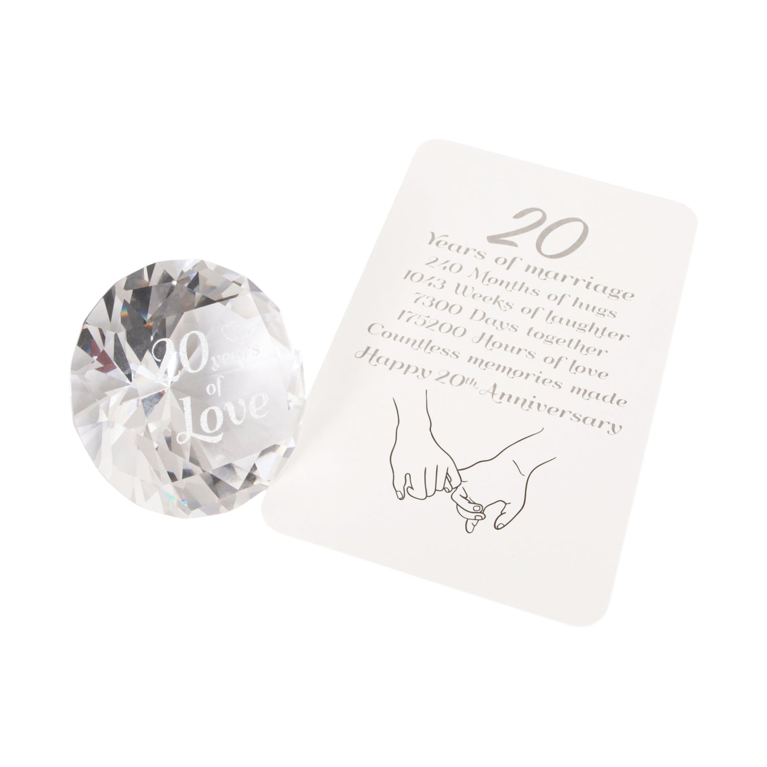 Modern Transparent K9 Crystal Glass 20th Anniversary Sentiment Ornament Gift Set Image 2