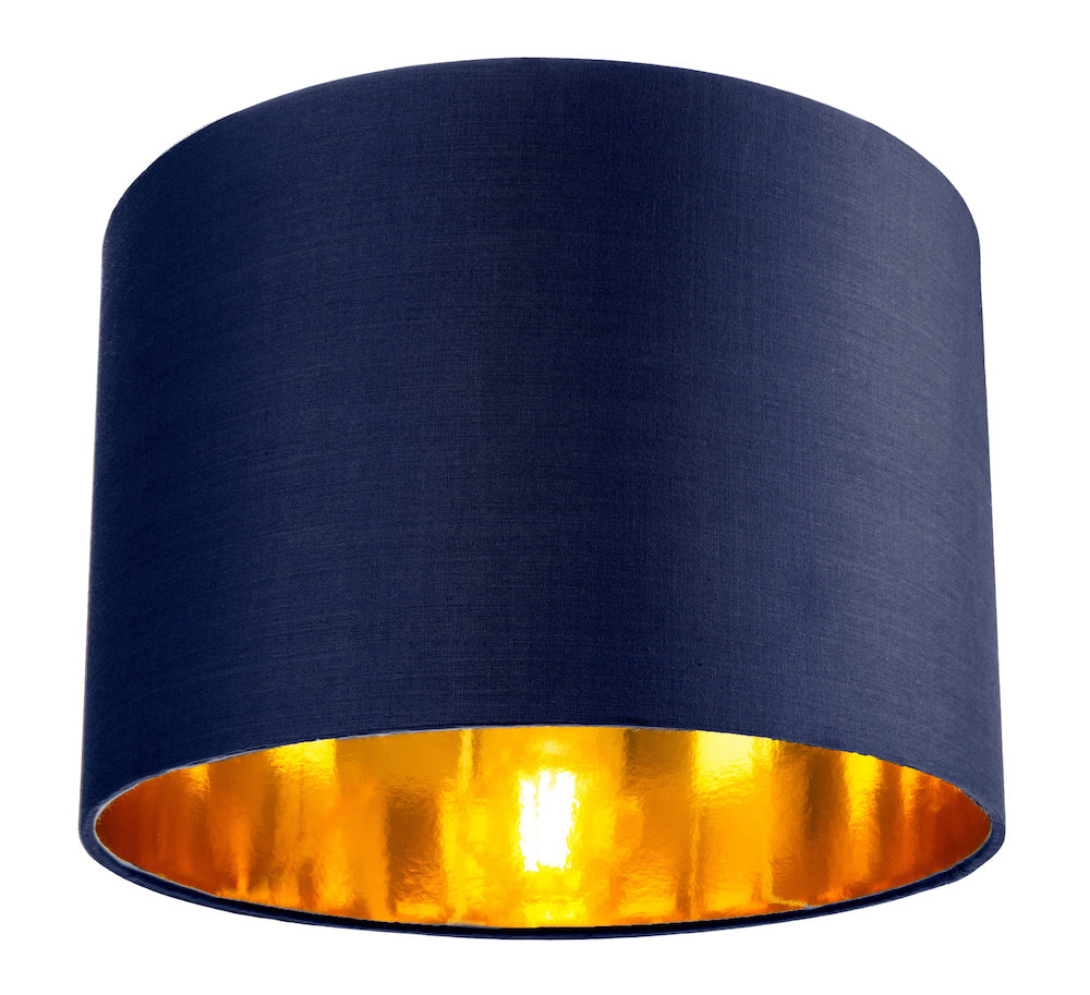 Contemporary Blue Cotton 10" Table/Pendant Lamp Shade with Shiny Copper Inner Image 1