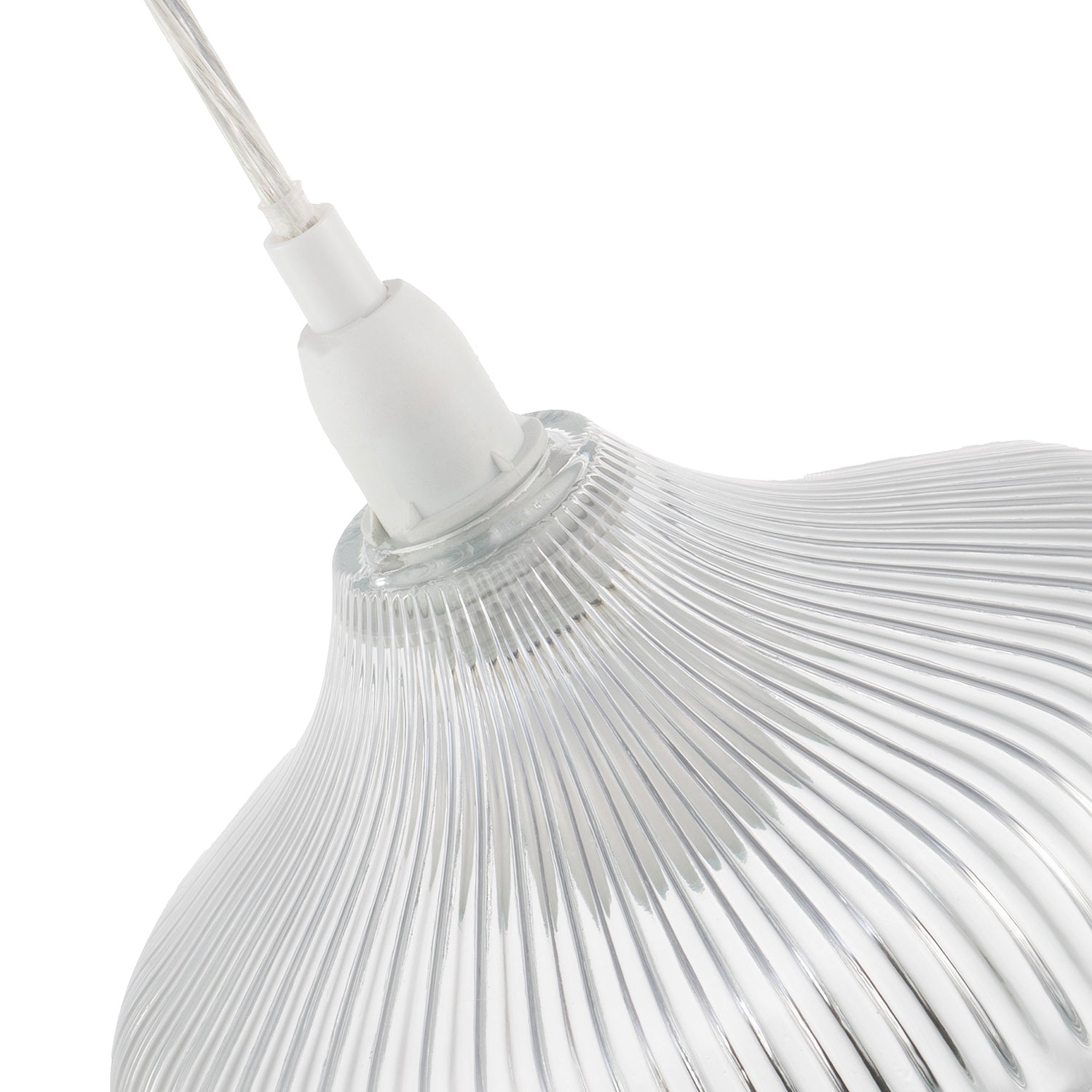 Modern Clear Line Ribbed Glass Pendant Light Shade with Moulded Edge Image 4