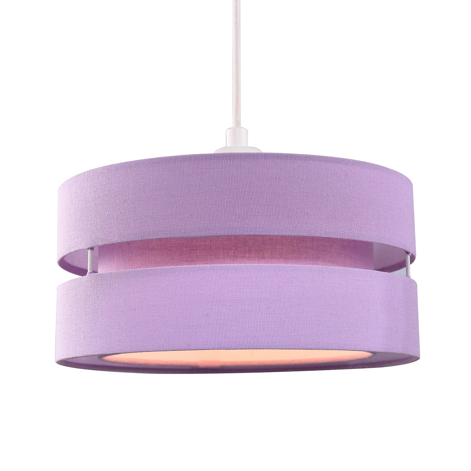 Contemporary Quality Lilac Linen Fabric Triple Tier Ceiling Pendant Light Shade Image 2