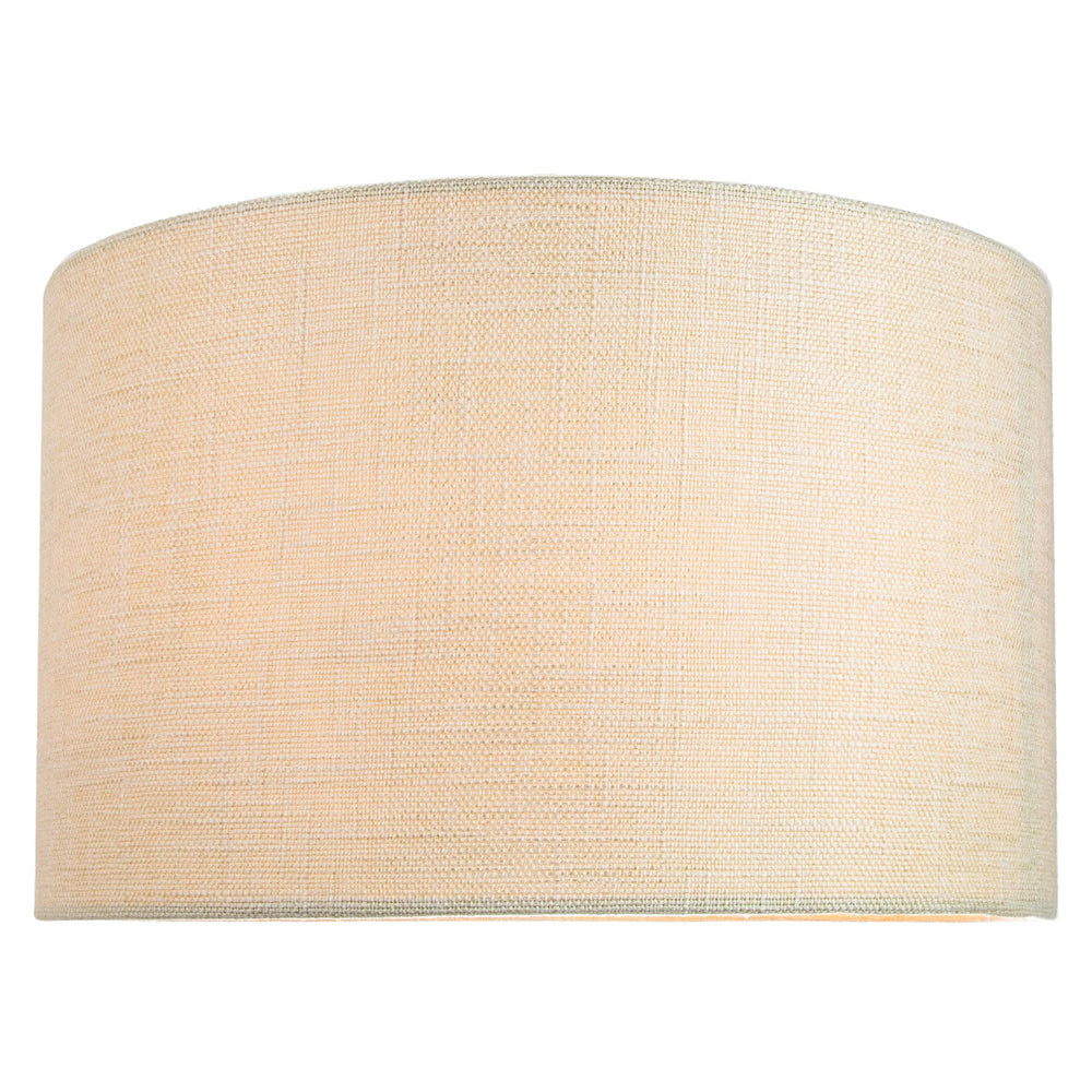 Contemporary and Sleek 14 Inch Cream Linen Fabric Drum Lamp Shade 60w Maximum Image 1