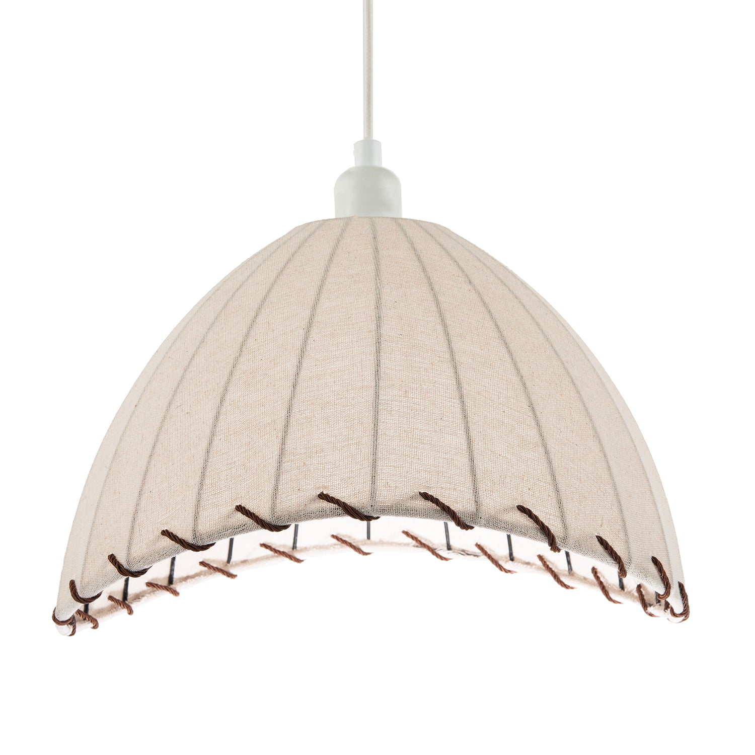 Natural Linen Oatmeal Beige Pendant Light Shade with Linking Rope Image 4