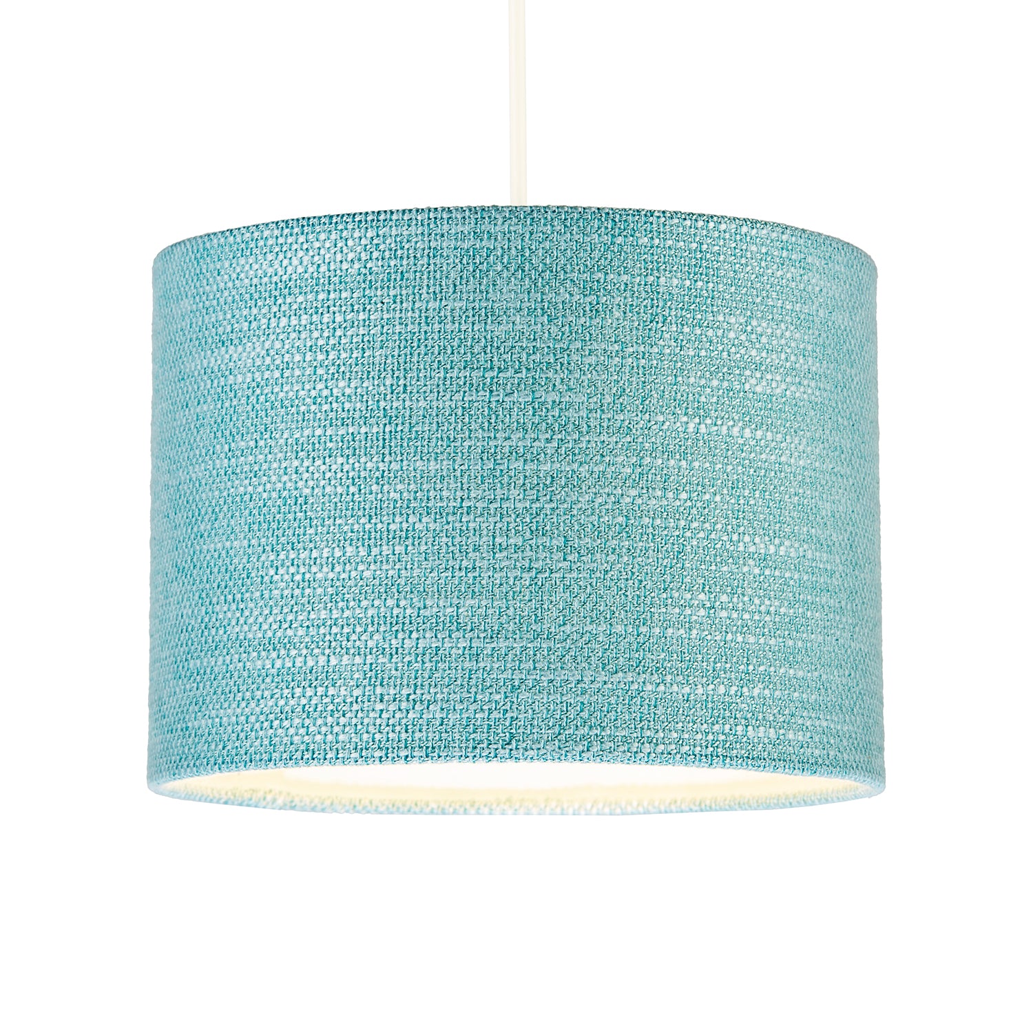 Modern Bobbled and Textured Linen Lamp Shade in Light Duck Egg Blue Image 2
