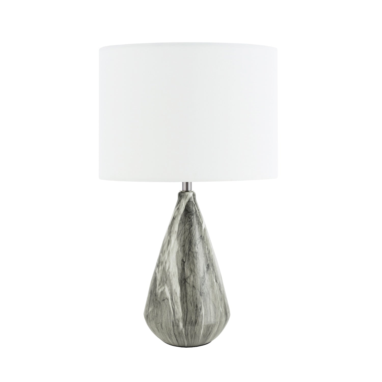 Marble Effect Ceramic Table Lamp Base with Grey Gloss Glazing and Chrome Trim Image 4