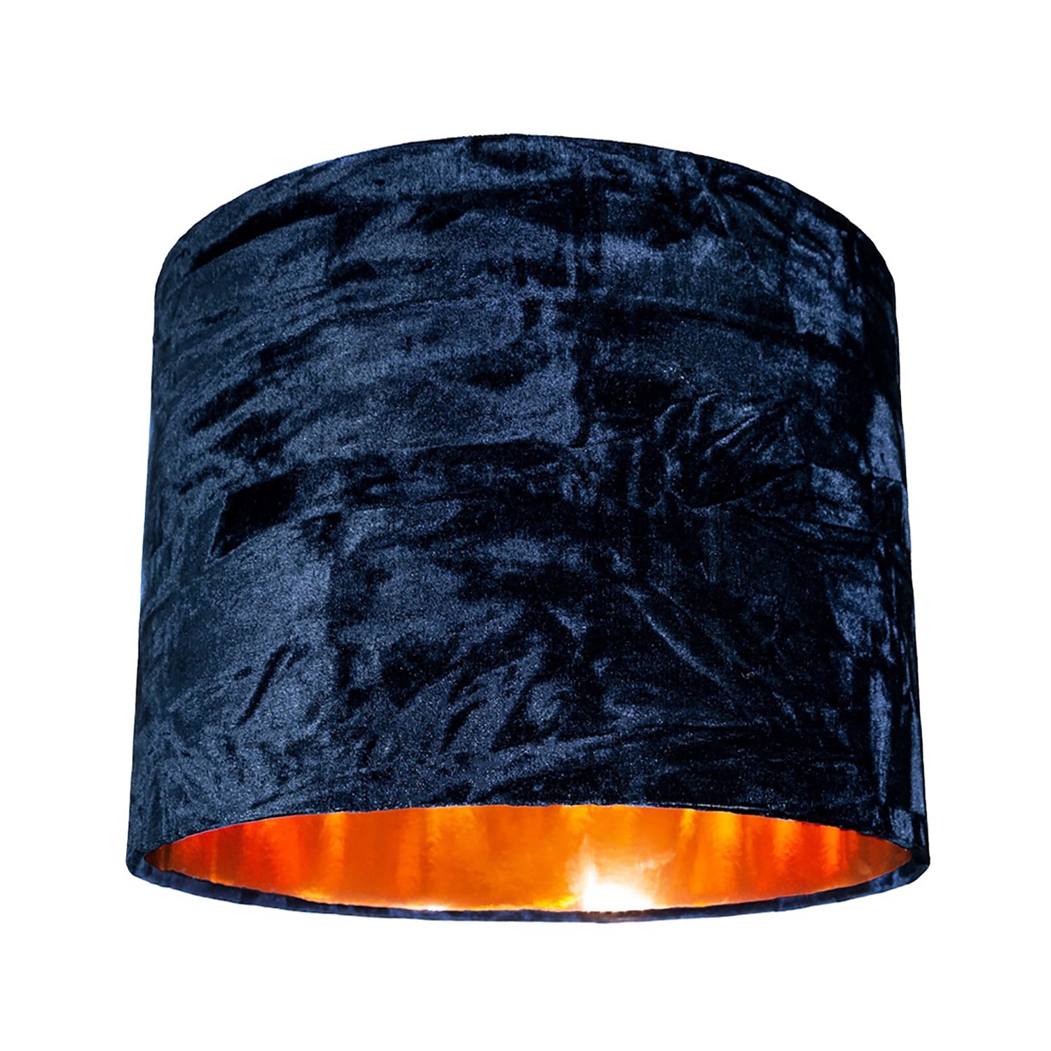 Modern Navy Crushed Velvet 8" Table/Pendant Lampshade with Shiny Copper Inner Image 1