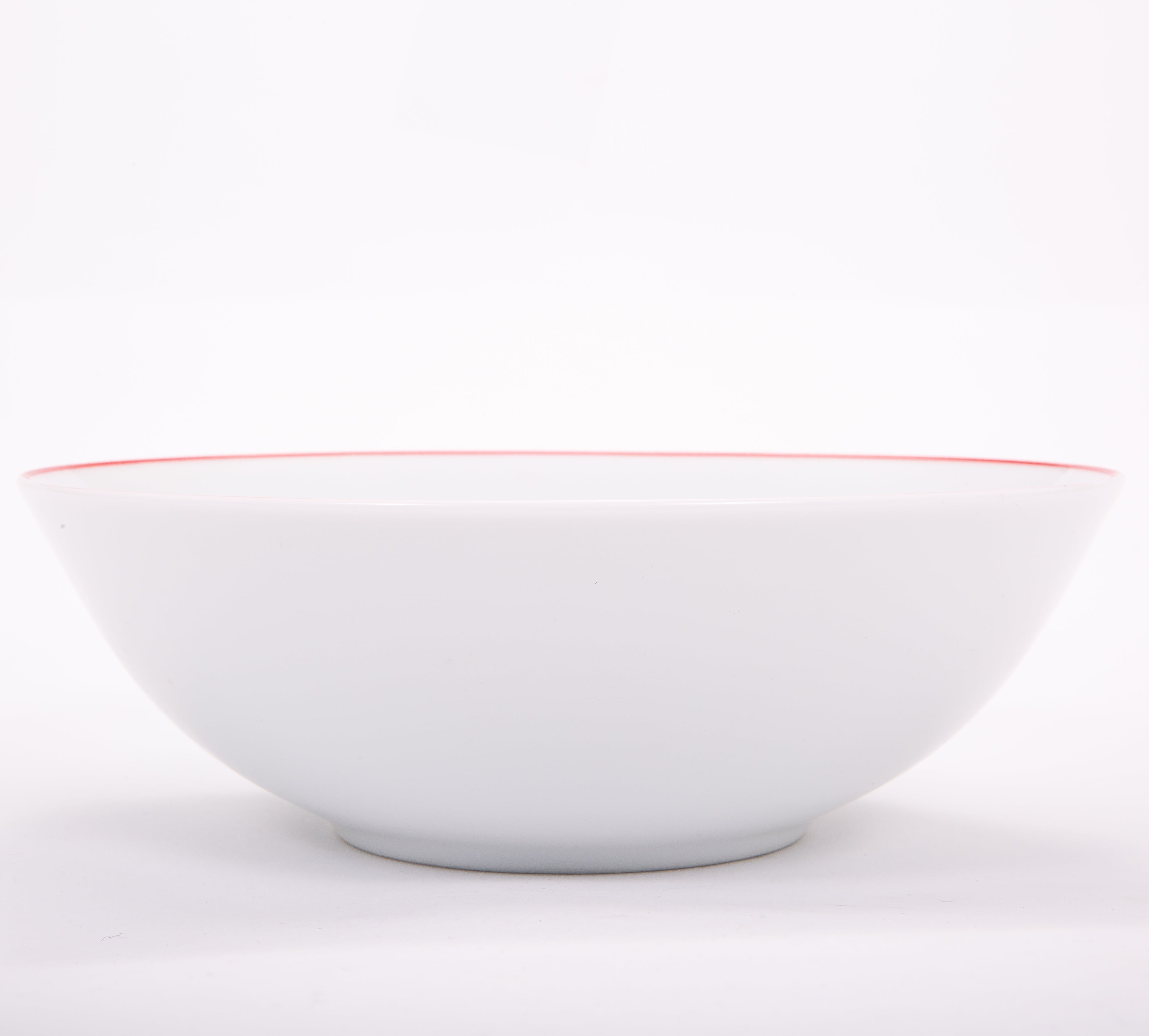 Set of 4 White Ceramic Dinner Bowls with Elegant Red Rim - Durable & Stylish Image 4