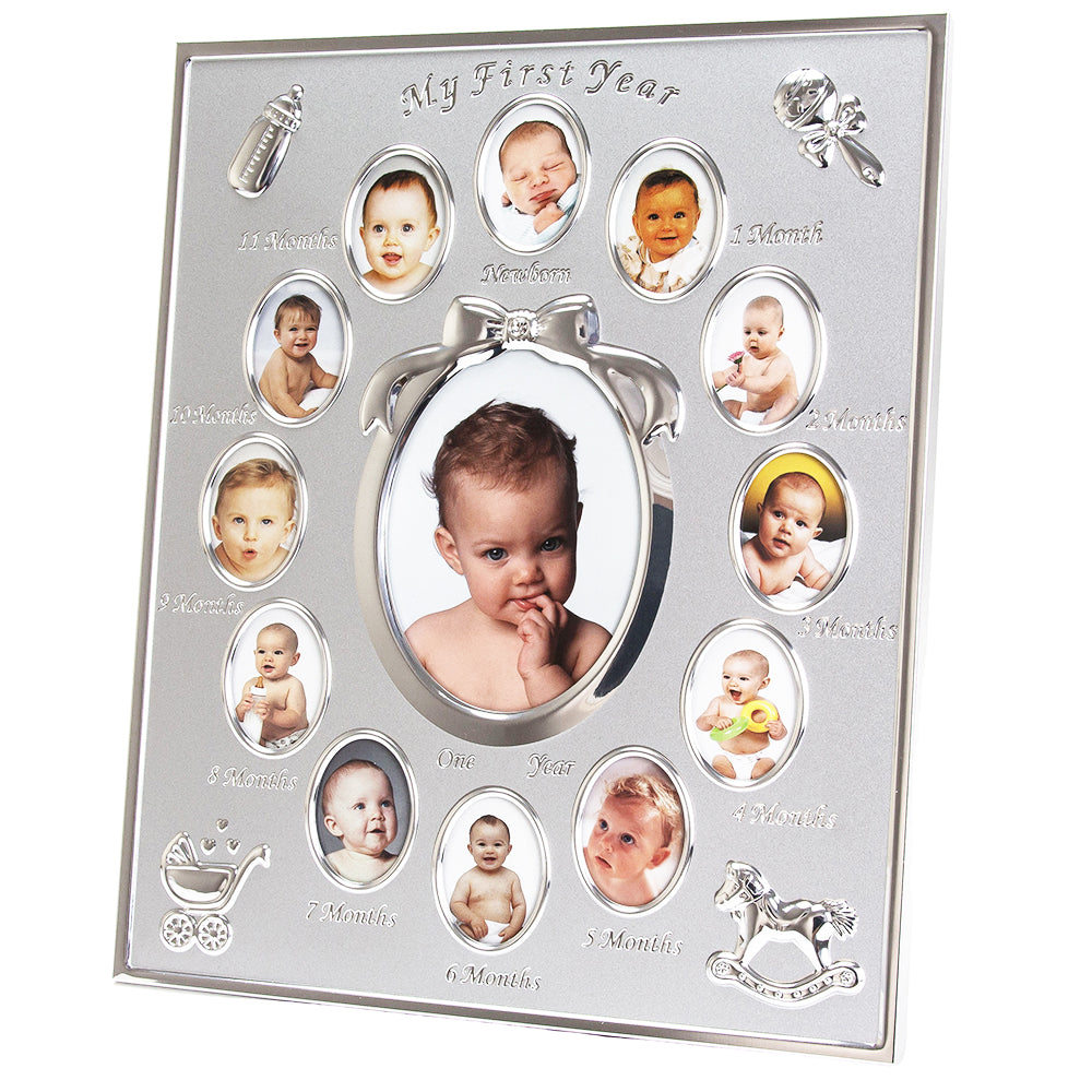 Beautiful My First Year Matt and Nickel Plated Multi Decorative Picture Frame Image 1