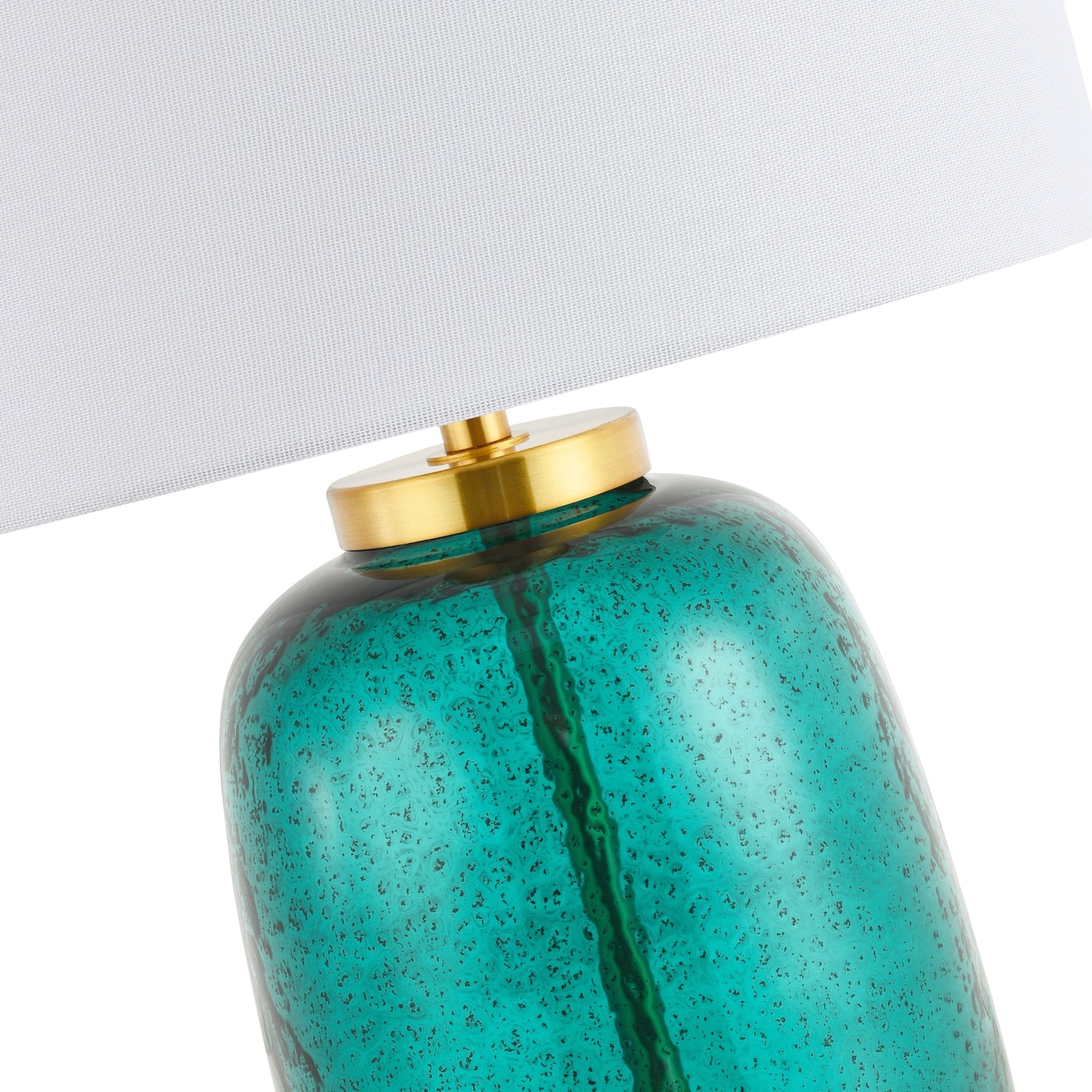 Teal Glass Table Lamp Base with Hammered Stone Effect and Satin Gold Metal Trim Image 5