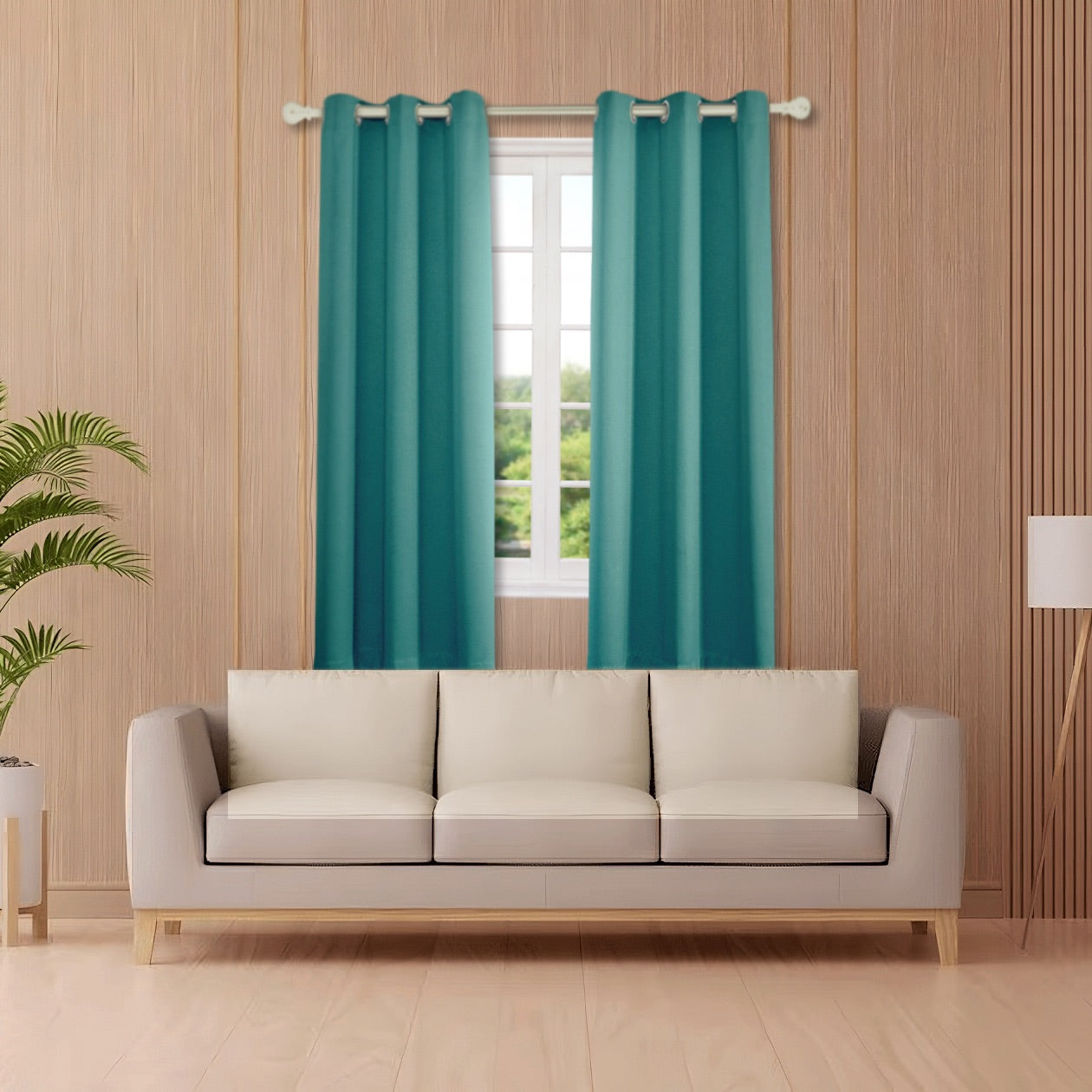 Teal Blackout Curtains - Eyelet Thermal Curtain  - 46 x 63 Inch Drop - 2 Panel Image 6