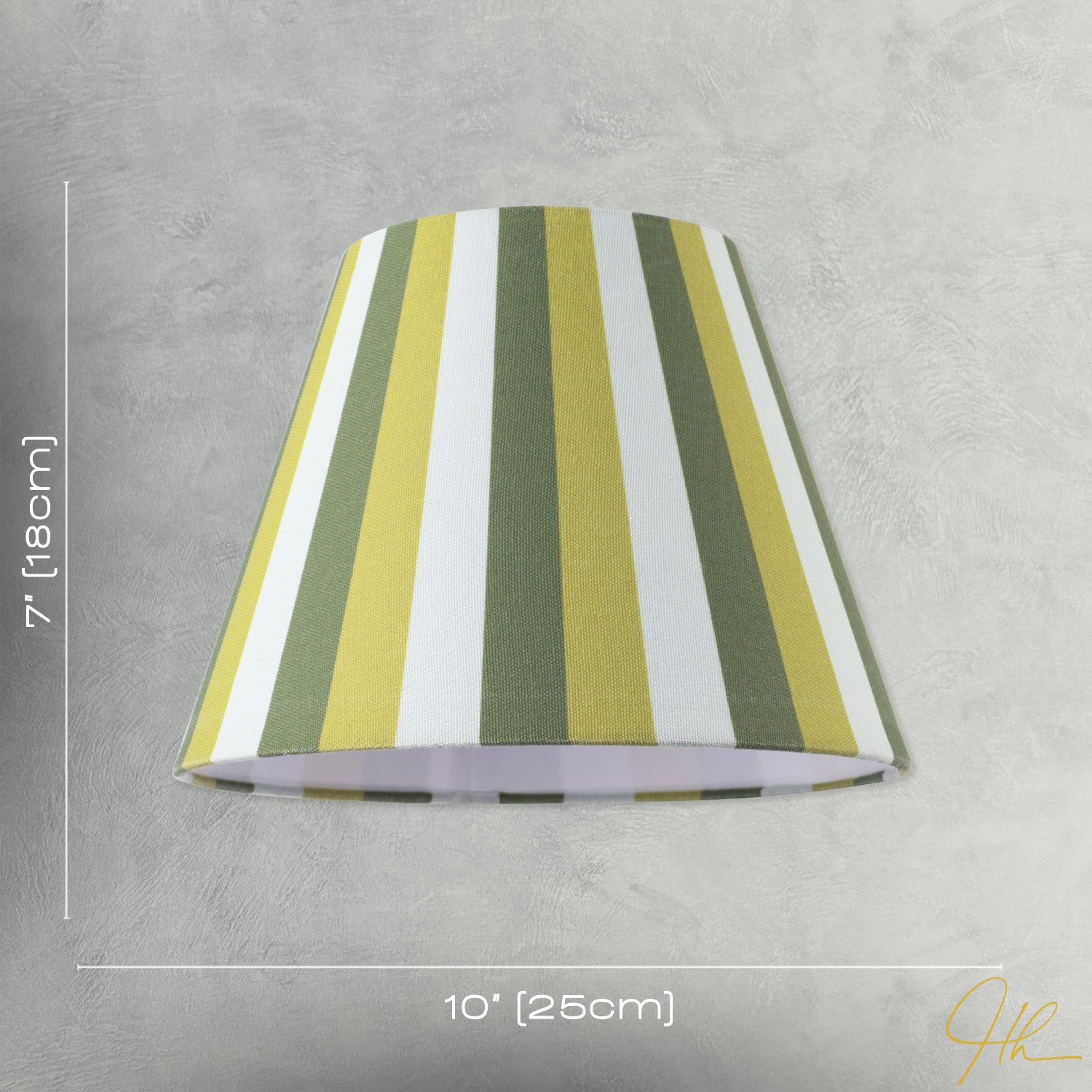 Multi Green Tone Striped Linen Coolie Lamp Shade with Cotton Inner Image 7