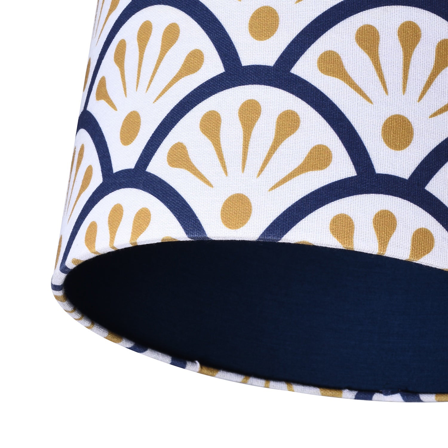 Unique Moroccan Floral Designer 25cm Navy Midnight Blue and Ochre Drum Lampshade Image 5