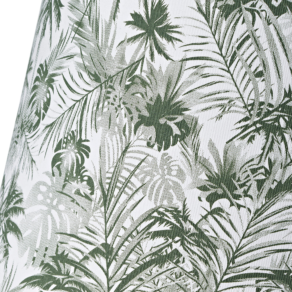 Stylish Forest Green Palm Tree Decorated 12" Linen Fabric Drum Lamp Shade Image 8