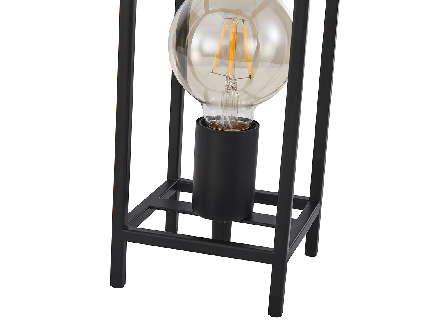 Vintage and Industrial Style Matte Black Table Lamp with Rectangular Cage Design Image 4