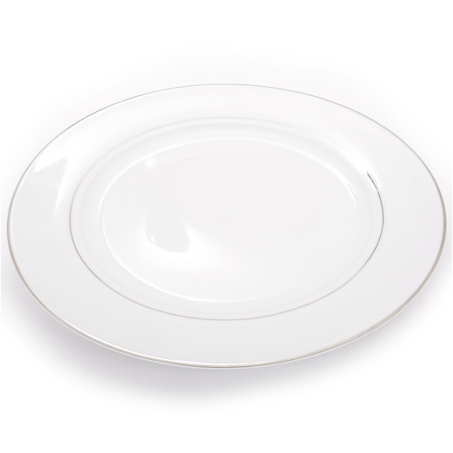 Set of 4 Durable White Ceramic Side Plates with Dual Shiny Silver Metallic Rims Image 3