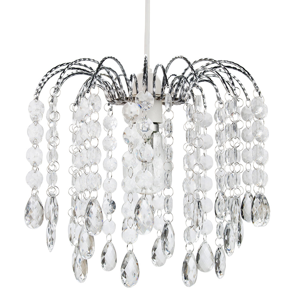 Contemporary Waterfall Pendant Shade with Transparent Acrylic Droplets and Beads Image 1