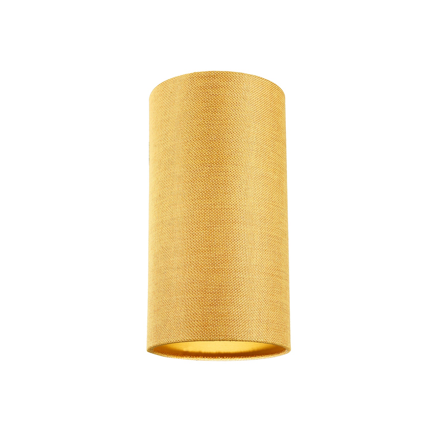 Modern and Stylish Textured Ochre Linen Fabric Tall Cylindrical 25cm Lampshade Image 1