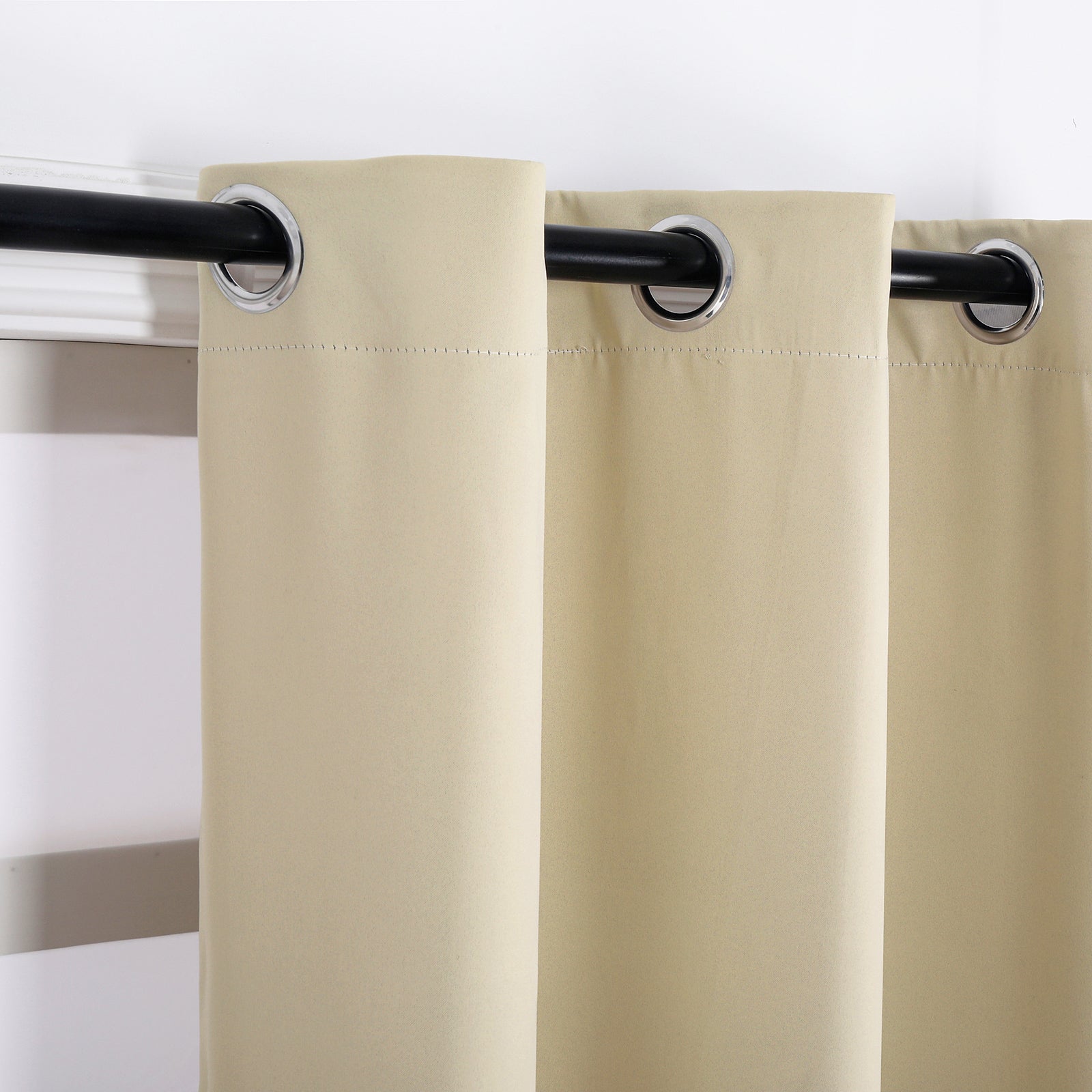 Cream Eyelet Curtains - Thermal Blackout Curtains  - 66 x 72 Inch Drop - 2 Panel Image 5