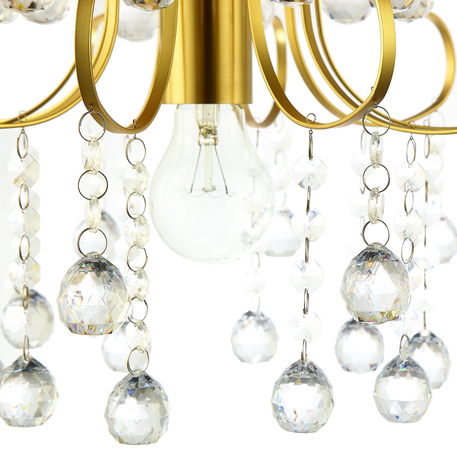 Waterfall Satin Gold Ceiling Light Fitting with Clear Acrylic Spheres Image 5