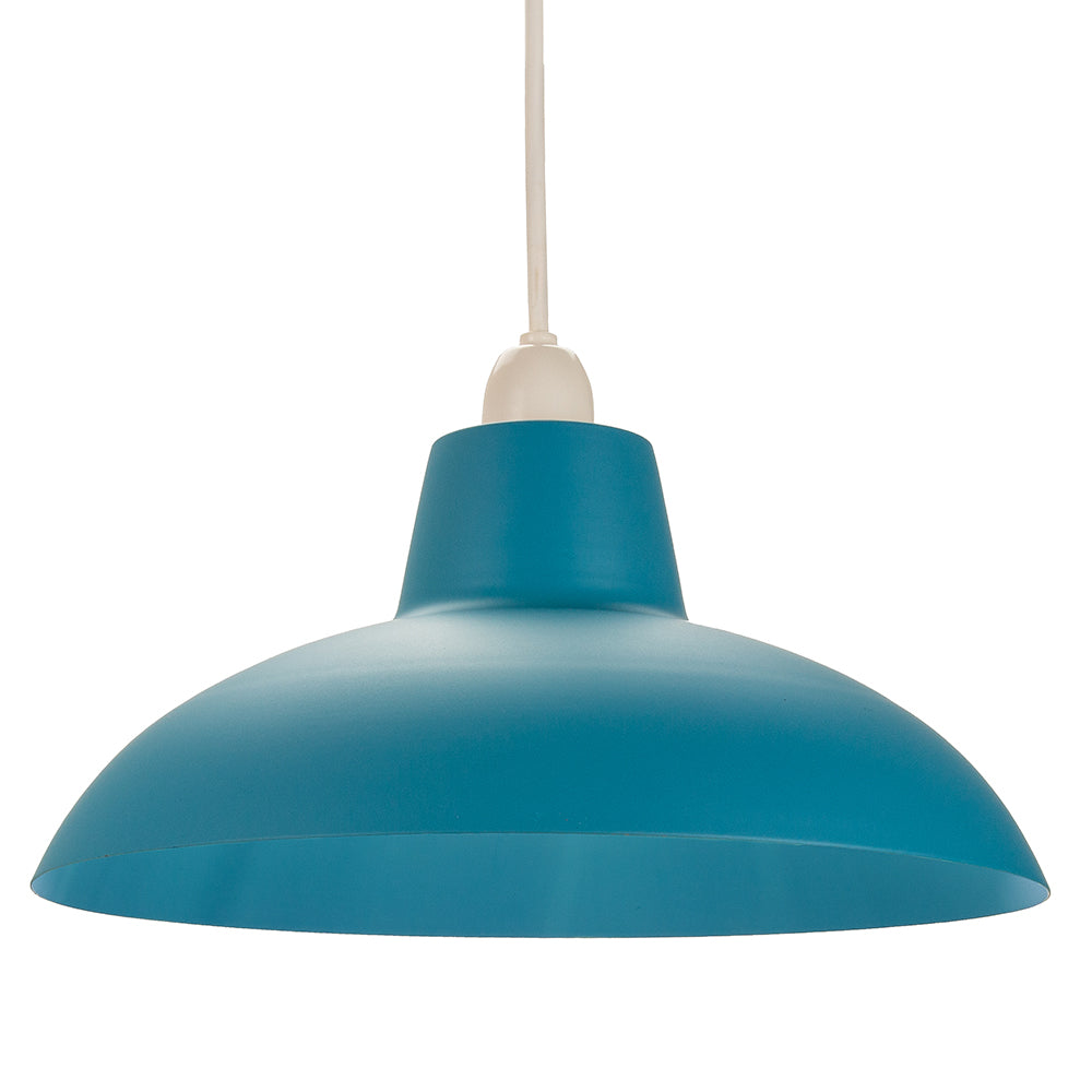 Industrial Retro Designed Matt Teal Curved Metal Ceiling Pendant Light Shade Image 1