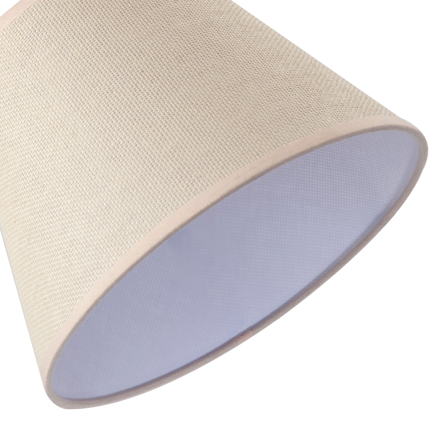 Traditional Rattan Tweed Lamp Shade with Pale Pink Cotton Fabric Trims Image 5
