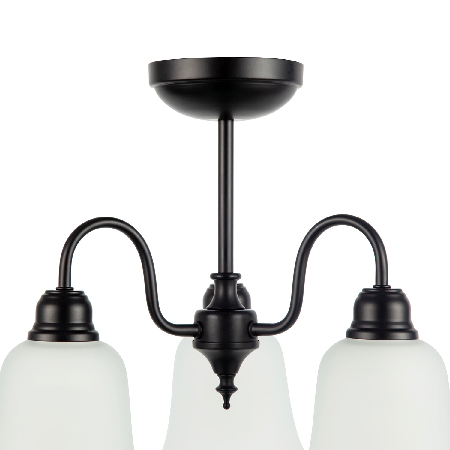 Classic and Ornate Matte Black Ceiling Light Fitting with Glass Shades Image 3