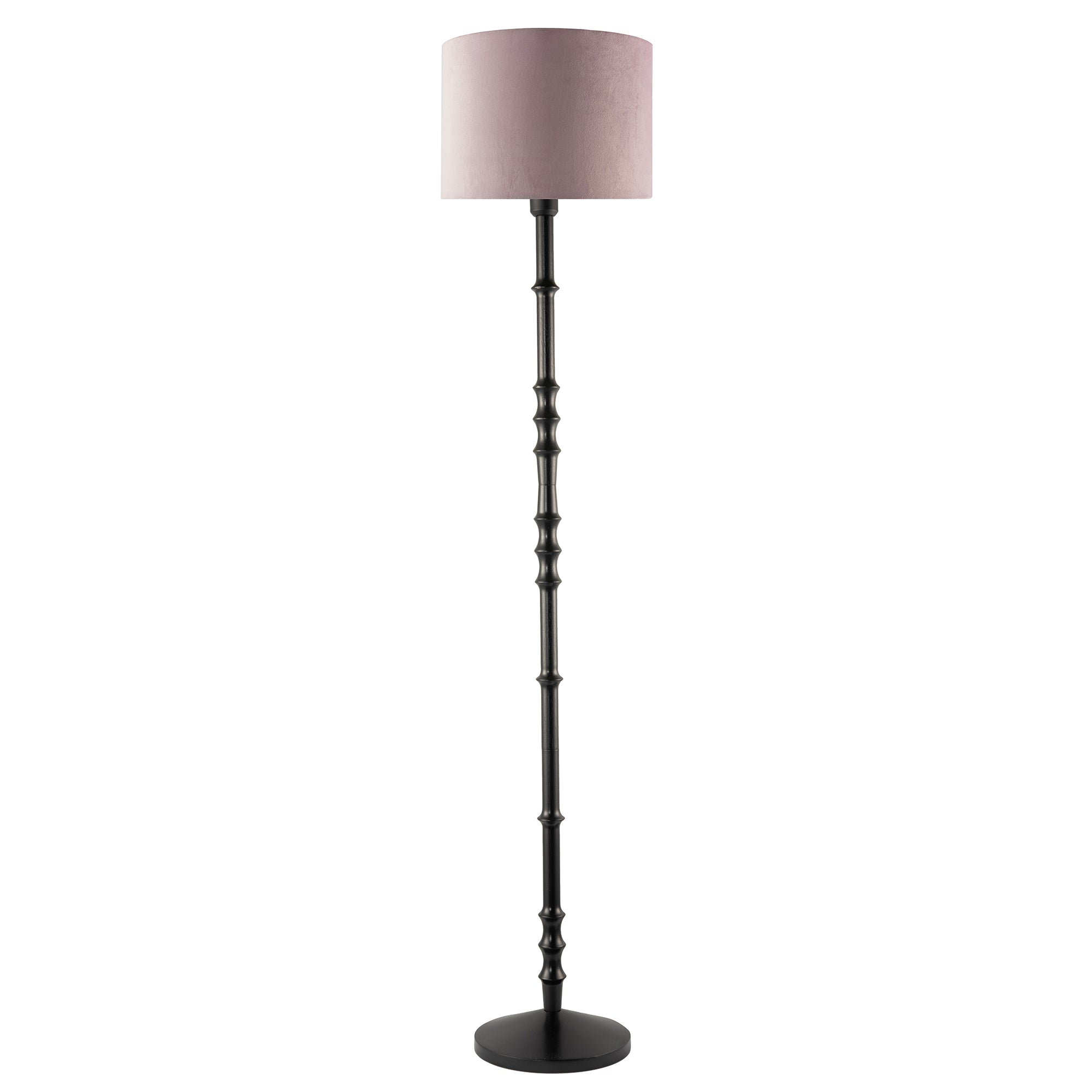 Classic Black Wood Floor Lamp Base with Sleek Reeded Stem Pole Design Image 3