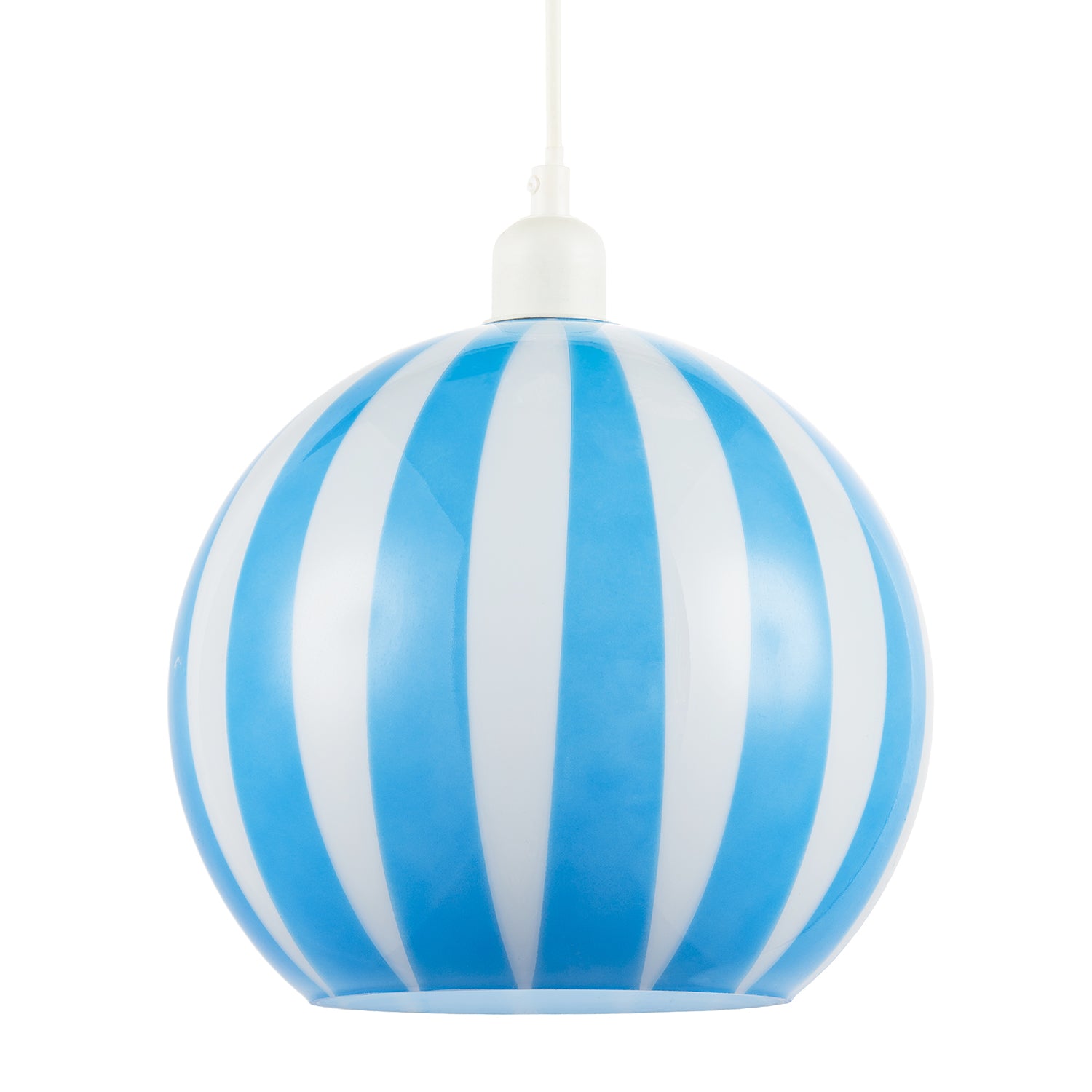 Sky Blue and White Striped High Gloss Glass Globe Pendant Light Shade Image 1