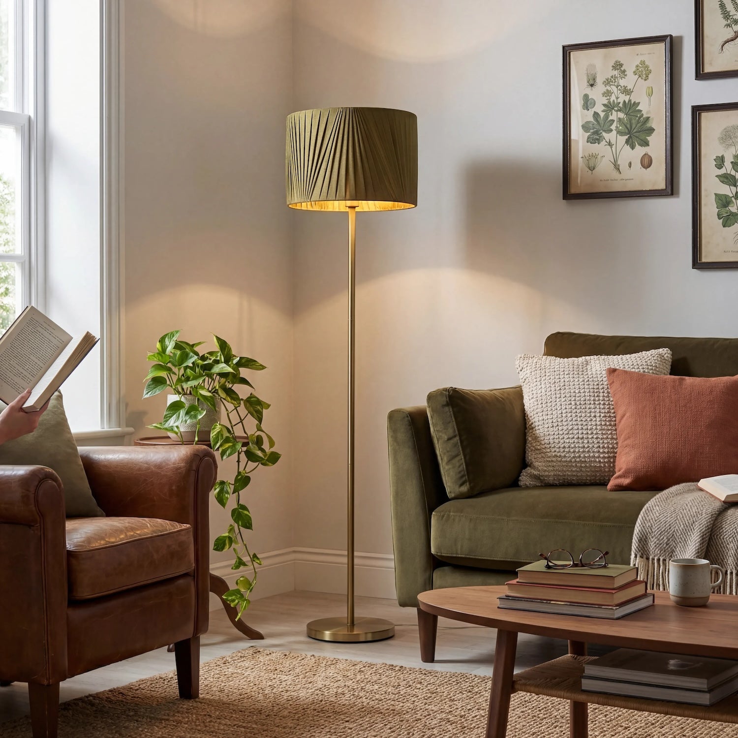 Modern Olive Green Faux Silk Fabric Organza Tapered Drum Lamp Shade Image 6