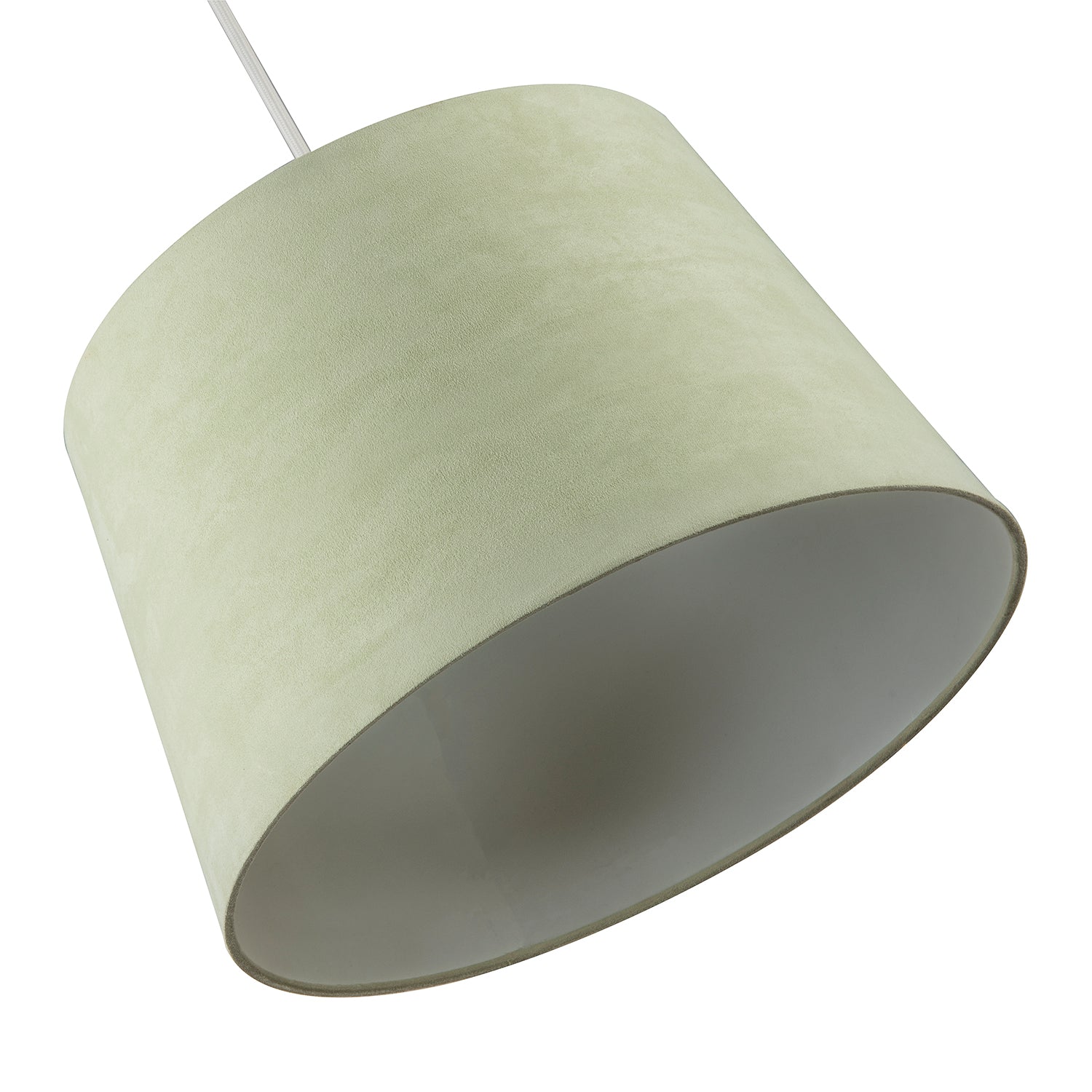 Olive Green Velvet 12 Inch Drum Lamp Shade with White Cotton Inner Image 5