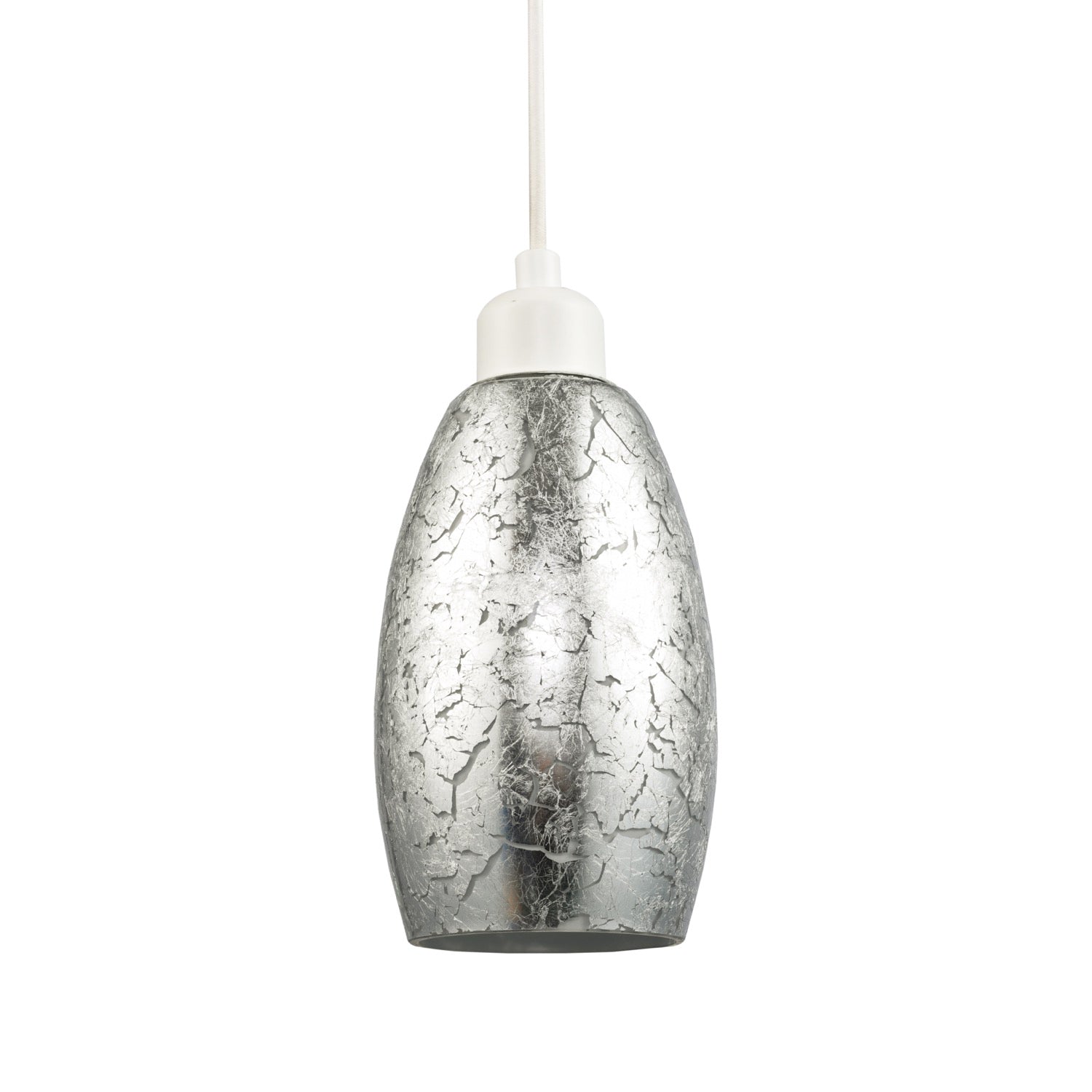 Modern Silver Foil Print Glass Pendant Light Shade with Curving Rectangular Body Image 5