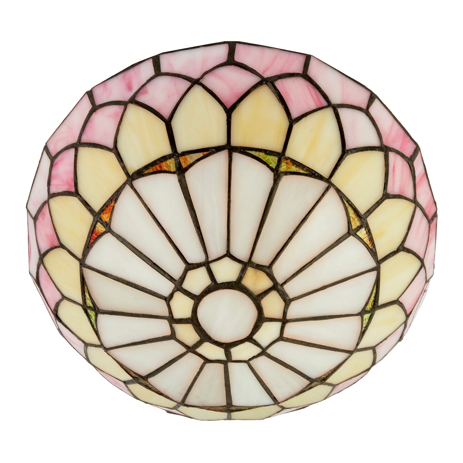 Pale Pink Stained Glass Domed Tiffany Pendant Light Shade with Chains Image 3