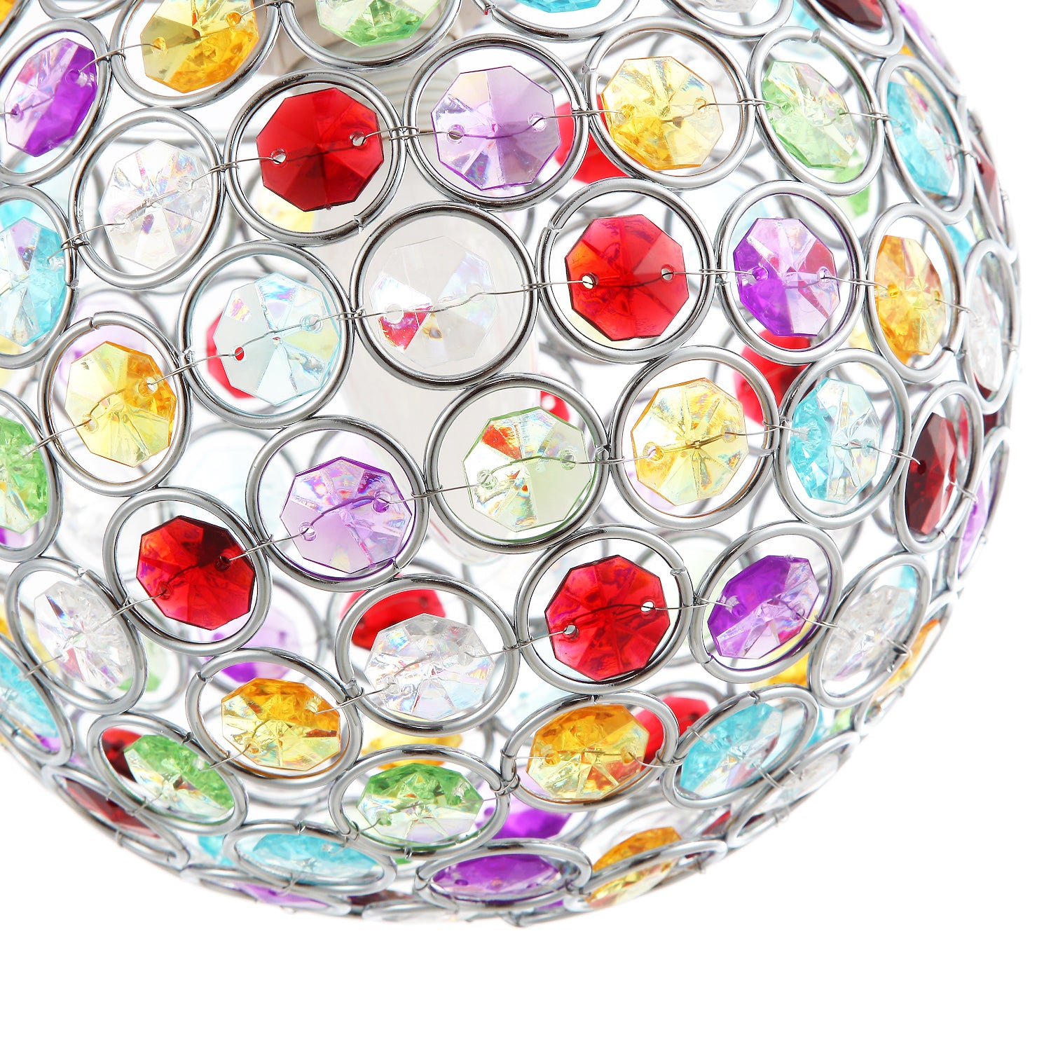 Modern Round Globe Easy Fit Pendant Shade with Small Multi Acrylic Bead Jewels Image 4