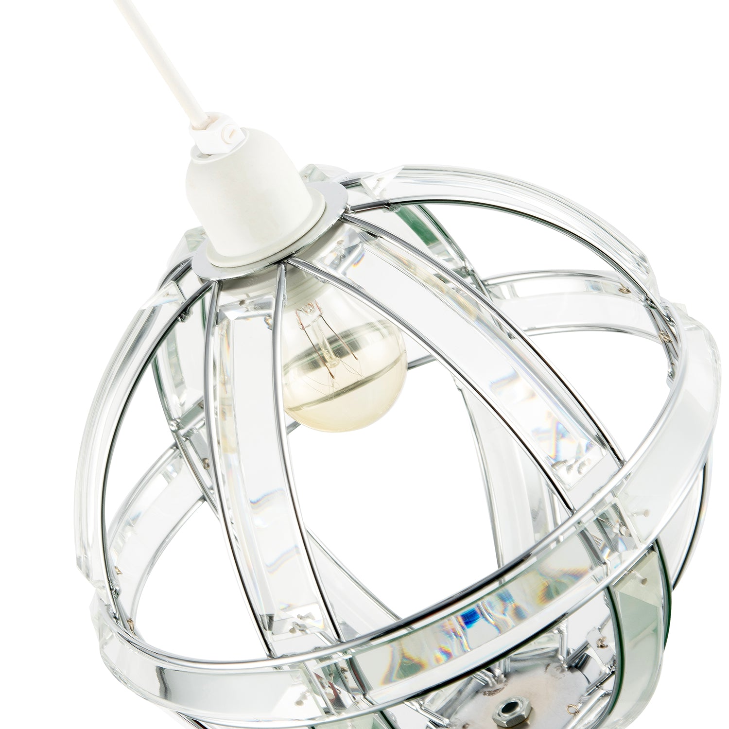 Modern Designer Spherical Chrome and Clear Acrylic Pendant Light Shade Image 3