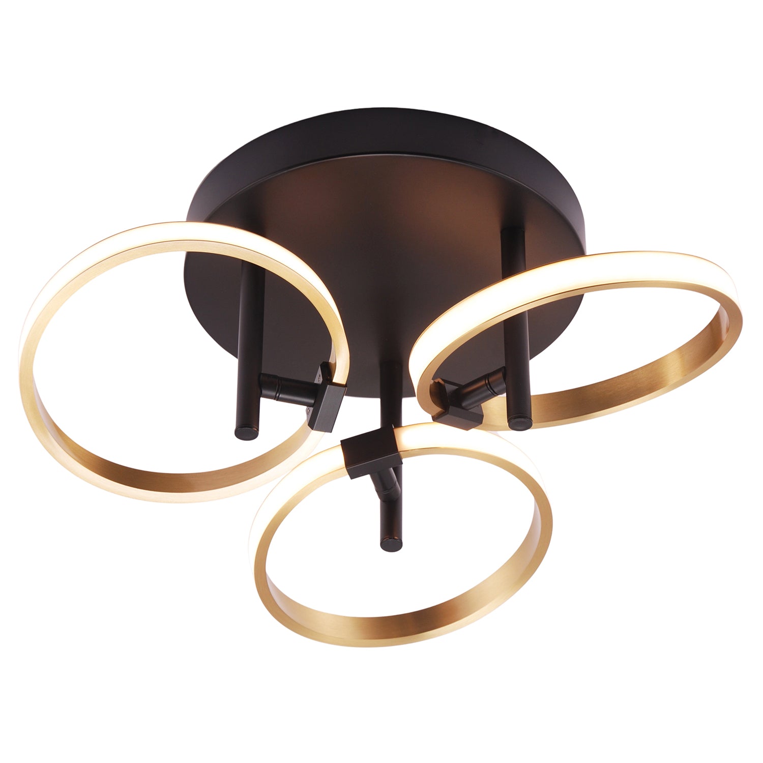 Modern Adjustable Gold Halo Rings LED Ceiling Light Fitting with Mat Black Base Image 1