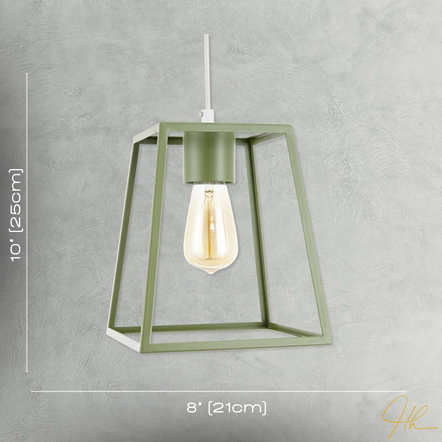 Olive Green Industrial Lantern Lamp Shade with Square Top and Bottom Image 7