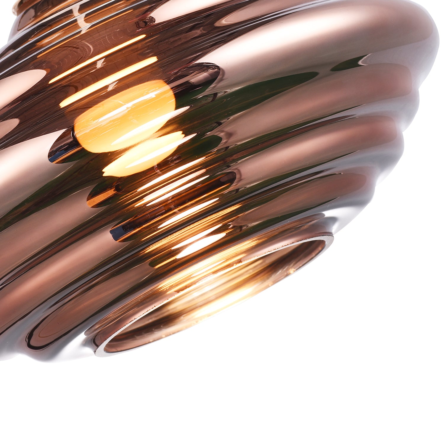 Modern Ribbed Honeycomb Glass Pendant Light Shade in Copper Plated 26cm Diameter Image 3