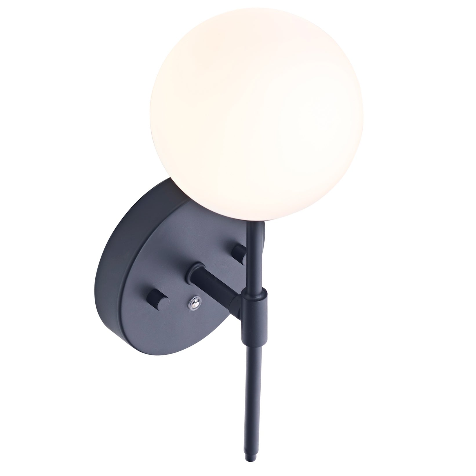 Matt Black Wireless Rechargeable Touch Dimmable Wall Light with Opal White Shade Image 3