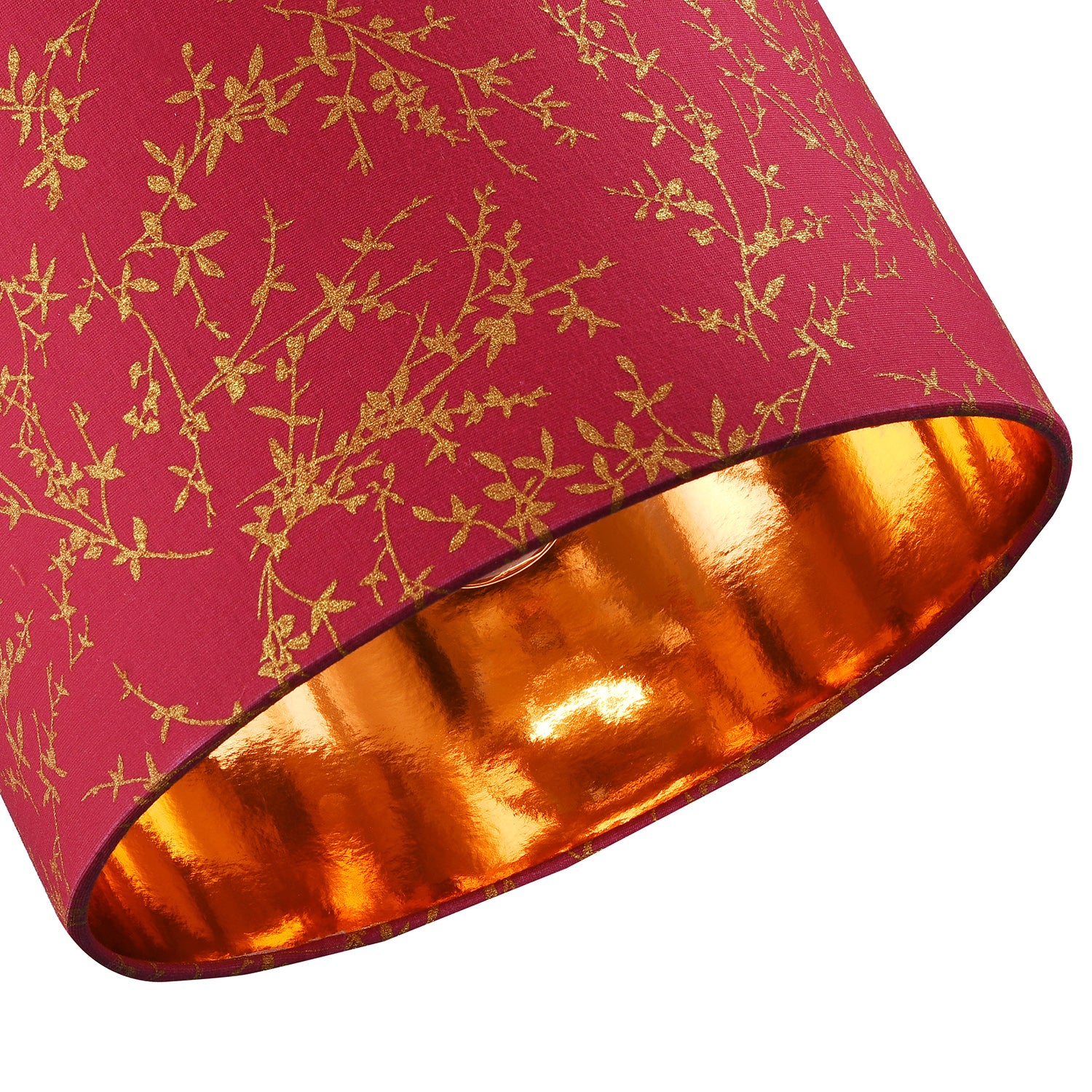 Modern Burgundy Cotton Fabric 10" Lamp Shade with Copper Foil Floral Decoration Image 5