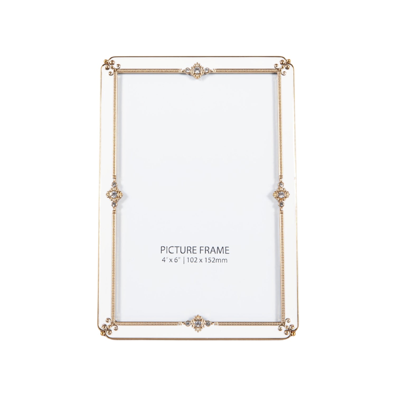 Traditional Vintage White Epoxy Picture Frame with Gold Floral Decor and Trim Image 1