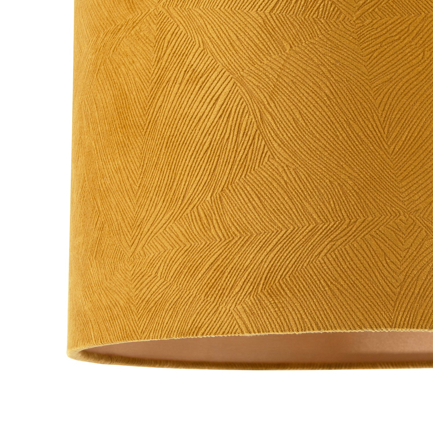 Contemporary Thin Lined Mustard Soft Velvet Fabric Round Lamp Shade Image 3