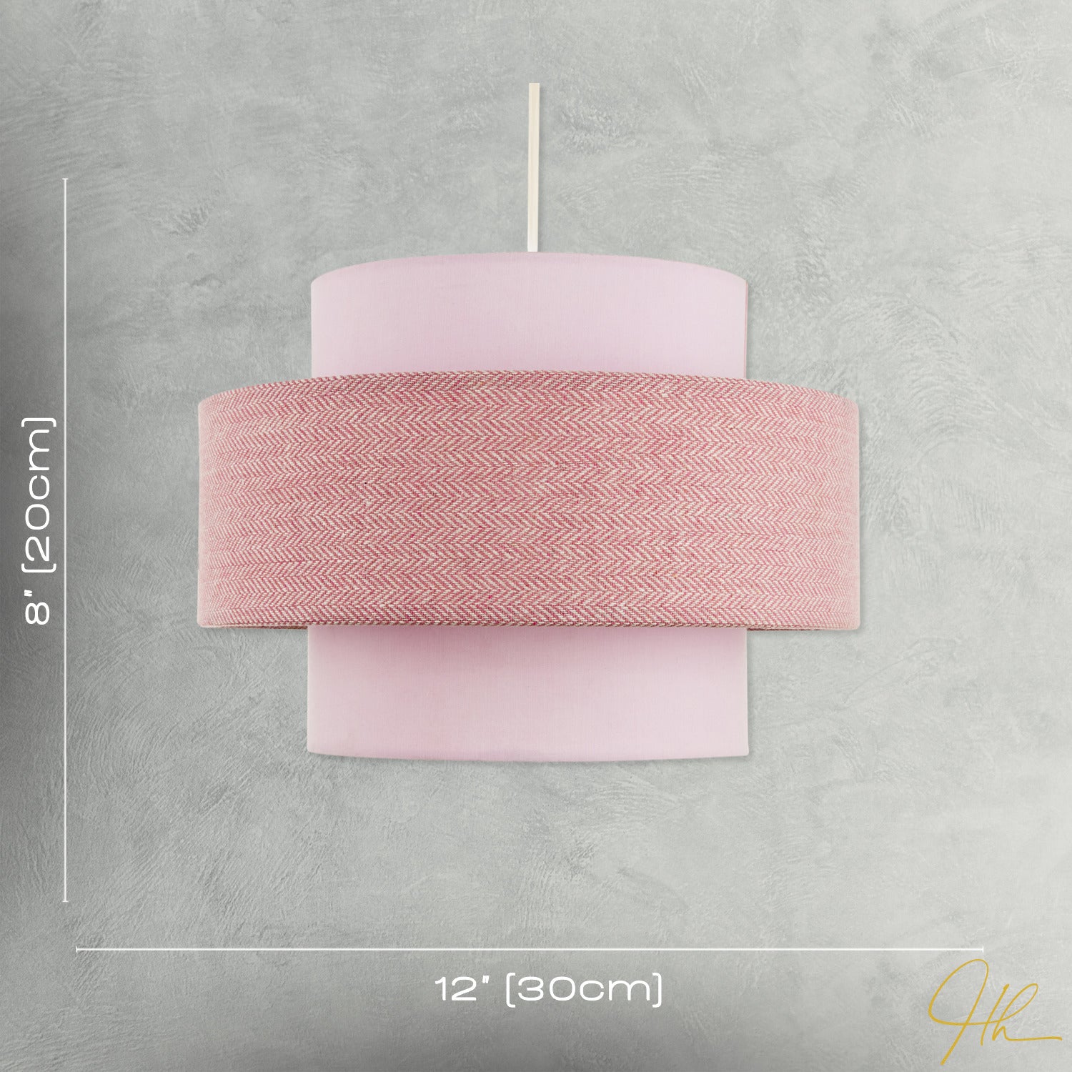 Modern Soft Pink Herringbone Linen Triple Tier Design Pendant Shade Image 7