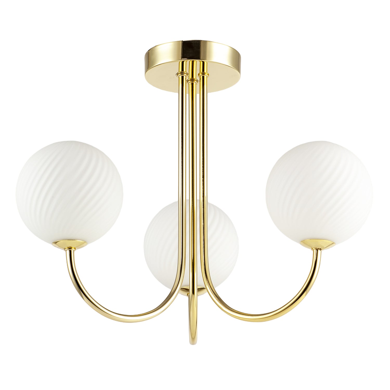 Modern Polished Gold Plated Ceiling Light Fitting with Swirl Glass Image 5