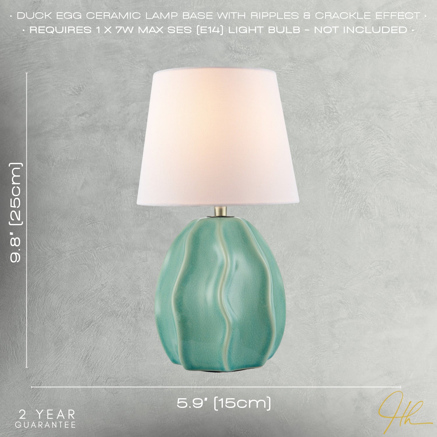Duck Egg Gloss Ripple Ceramic Table Lamp Base with Crackle Design Image 7