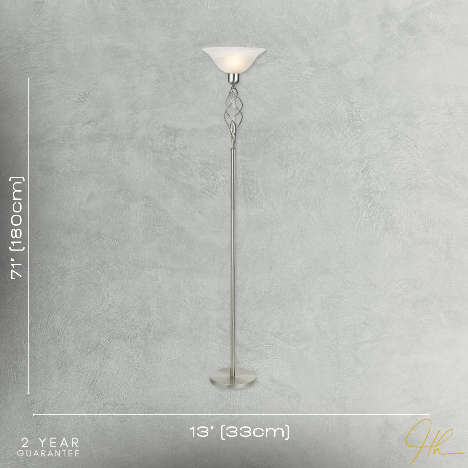 Classic Knot Twist Floor Lamp Uplighter in Satin Chrome Image 7