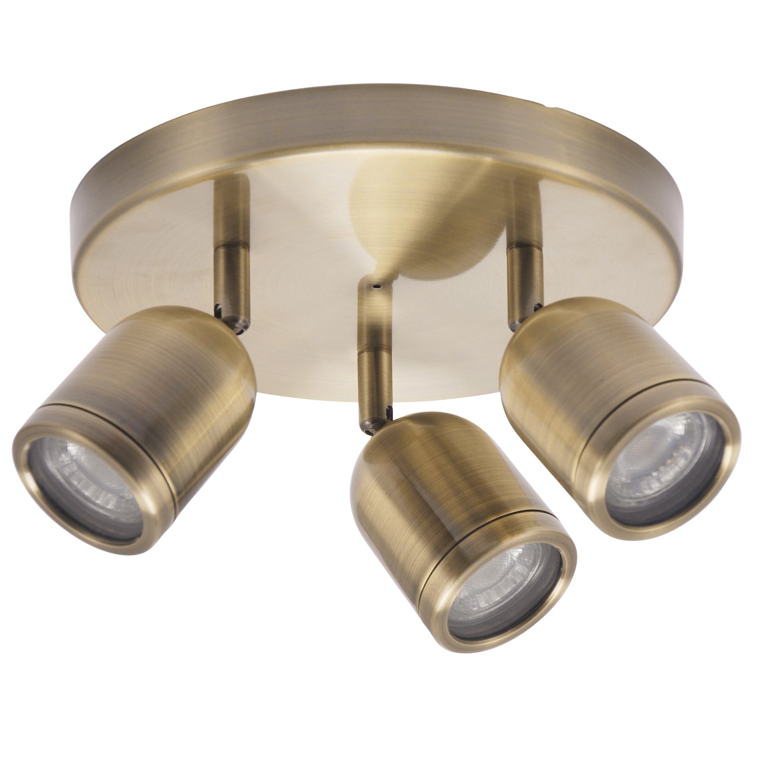 Modern Triple Spot IP44 Antique Brass Bath Ceiling Light with Adjustable Heads Image 1