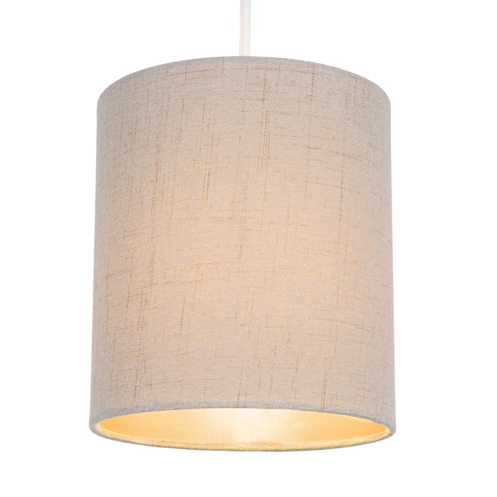 Contemporary and Sleek Taupe Linen Fabric 6" Cylindrical Lamp Shade 60w Maximum Image 2