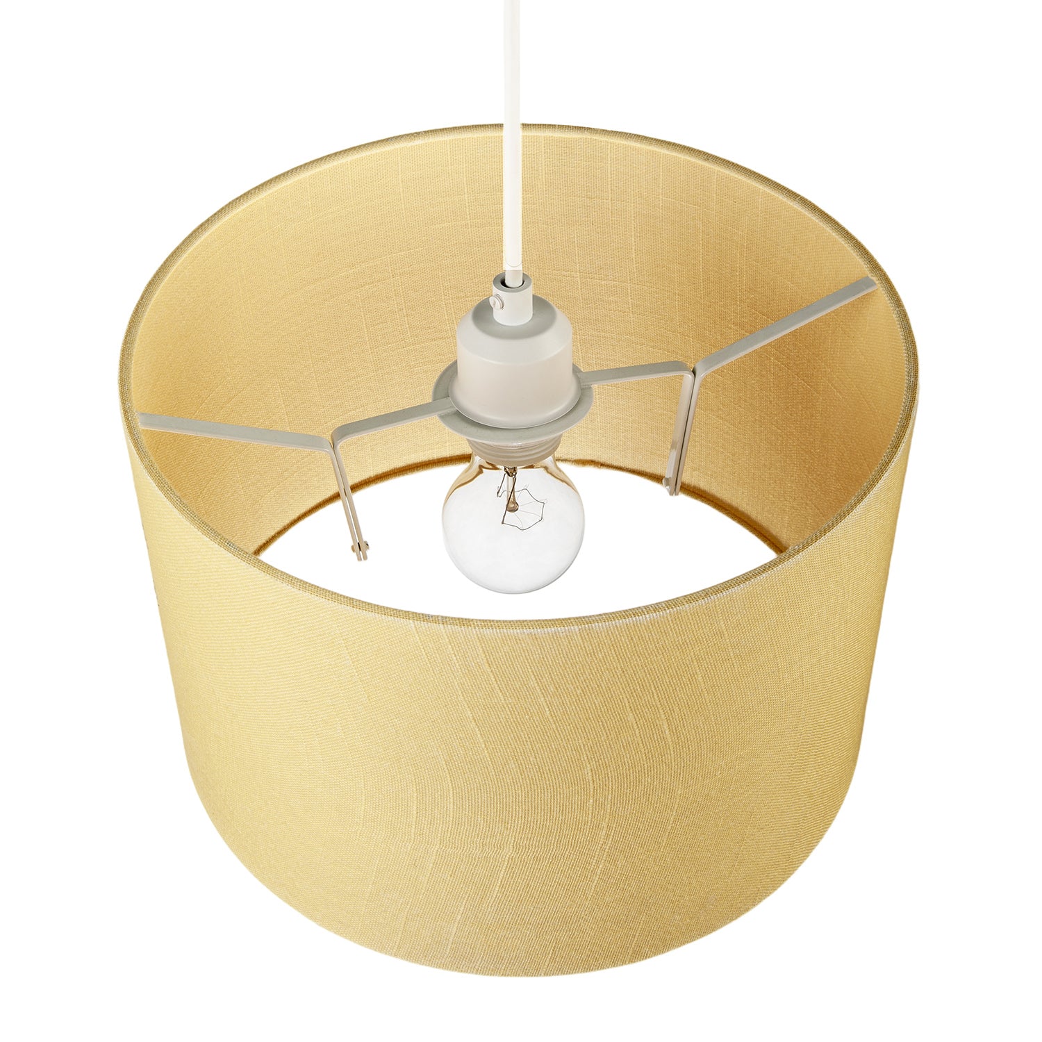 Designer Soft Mellow Yellow Textured Linen Fabric Circular Lamp Shade Image 3